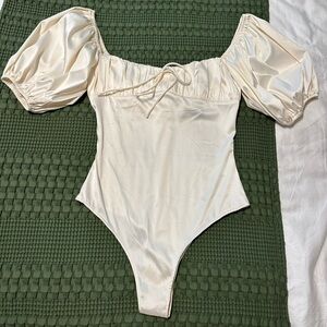 Satin Balloon sleeve bodysuit